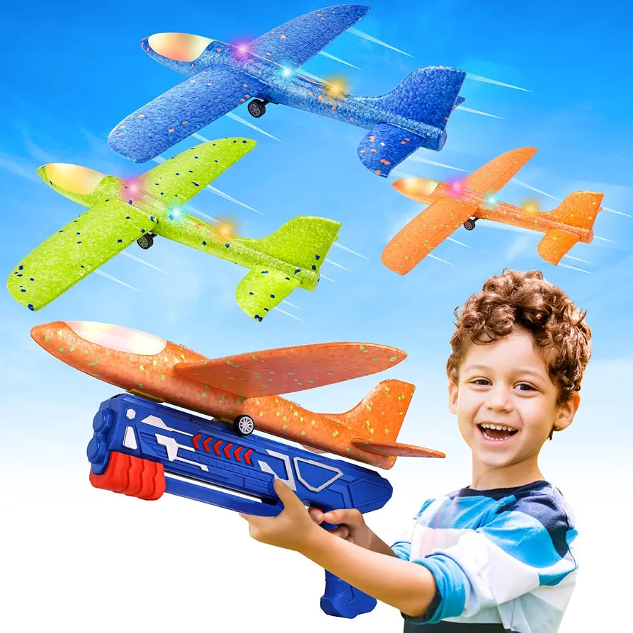 LED Foam Glider Airplane Launcher Set