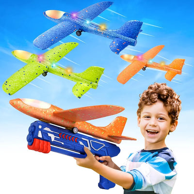 LED Foam Glider Airplane Launcher Set