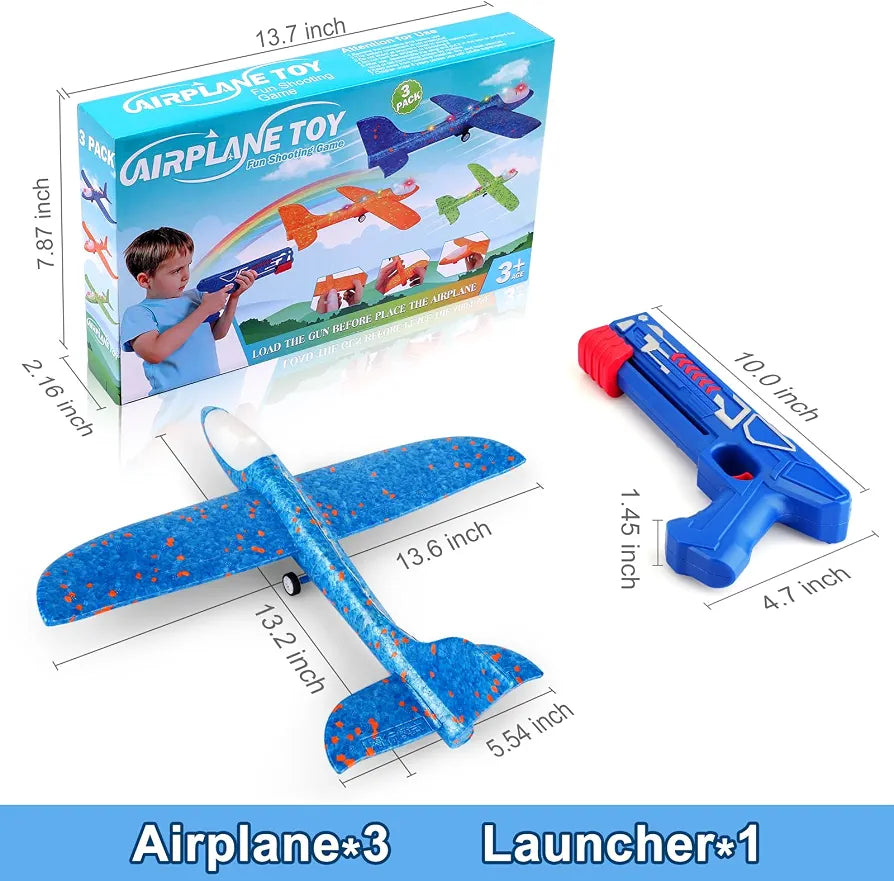 LED Foam Glider Airplane Launcher Set