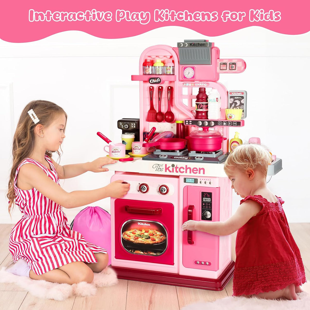 Pink Pretend Play Kitchen Playset for Kids