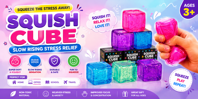 Squish Cube – Slow Rising Stress Relief Squeeze Toy