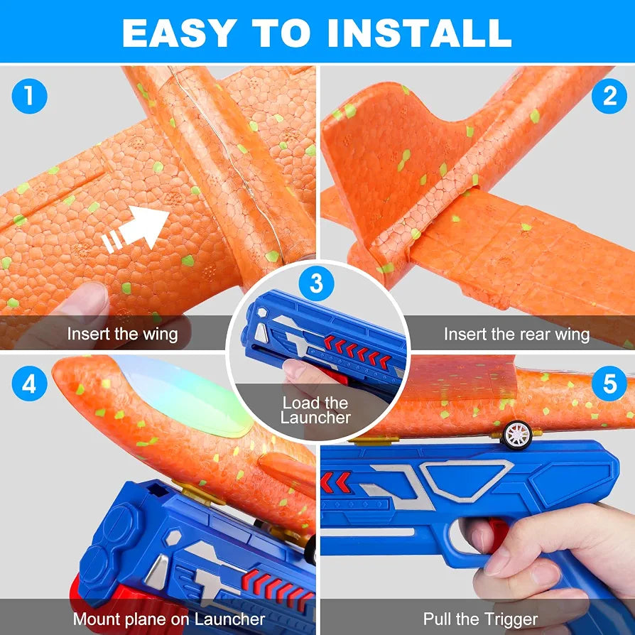 LED Foam Glider Airplane Launcher Set