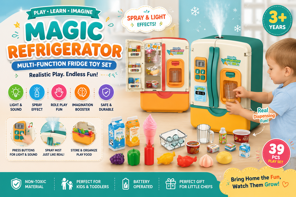 Magic Refrigerator Fridge Toy– 39 Pieces,Sound Effect