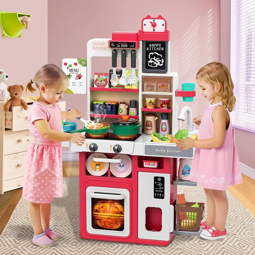 Kids Pretend Play Kitchen Set with Lights & Water