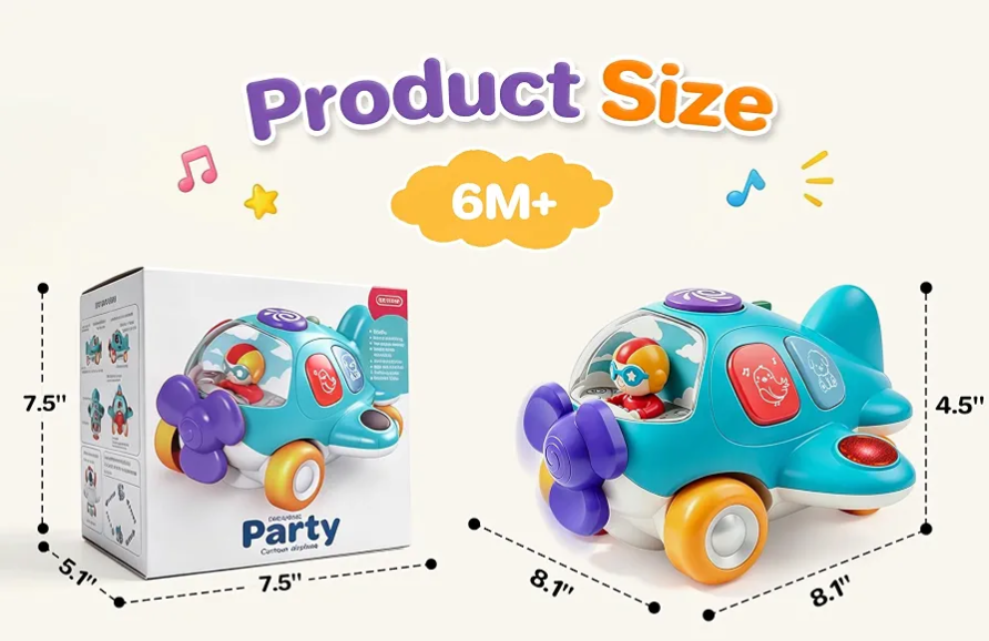 Interactive Musical Crawling Airplane Toy