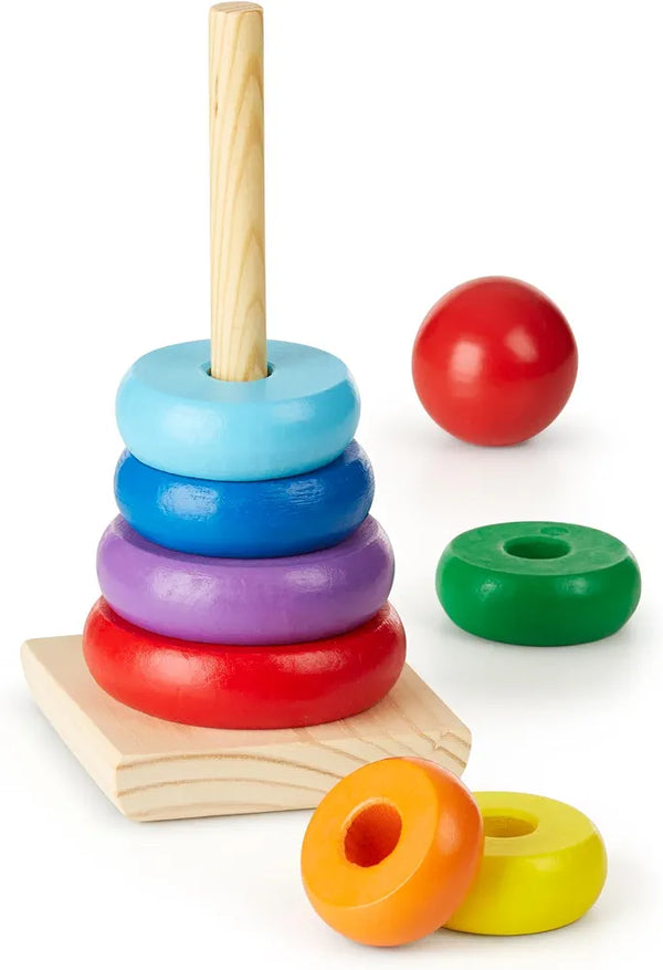 Wooden Rainbow Ring Stacker Toy