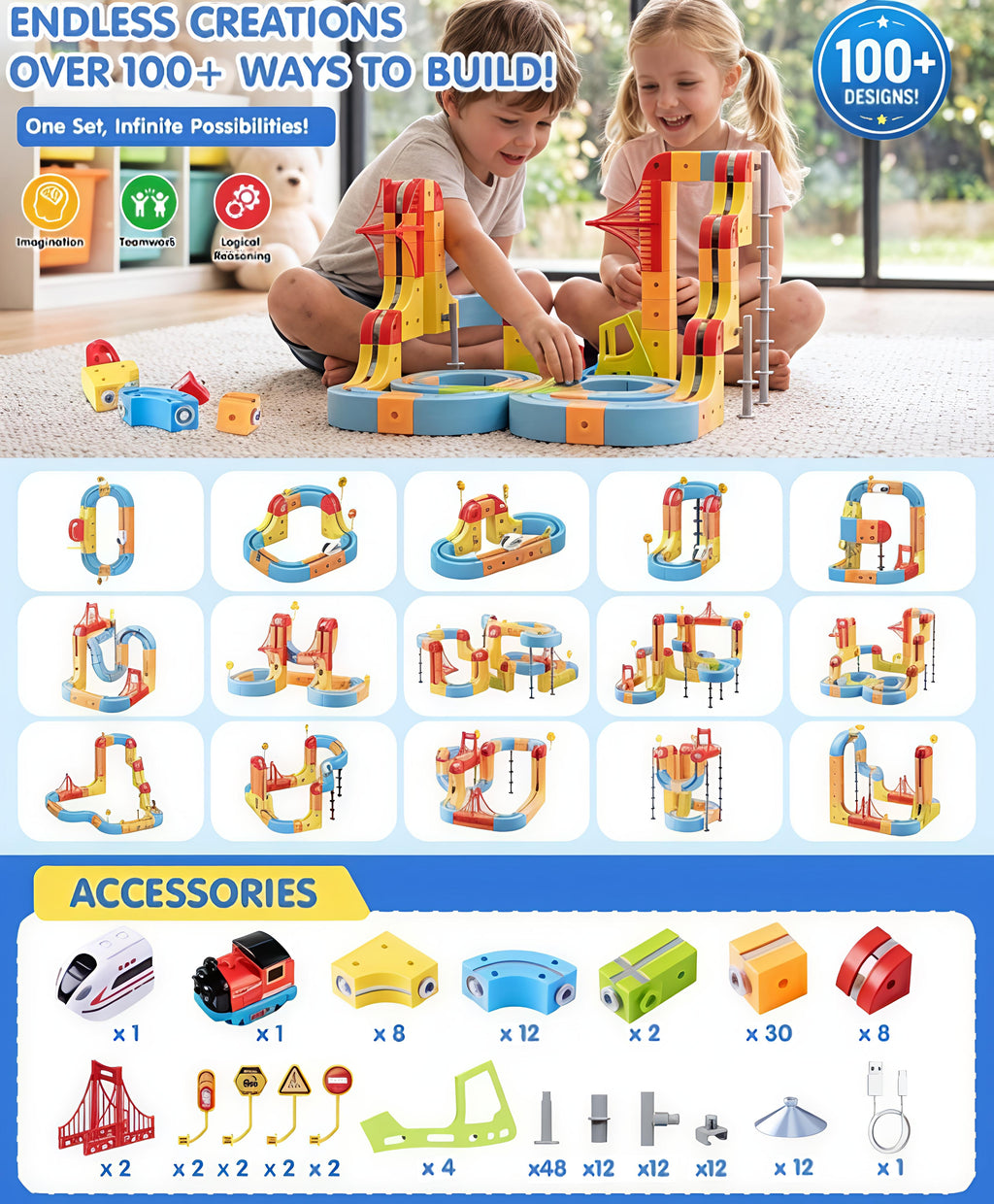Magnetic Train Track Building Set