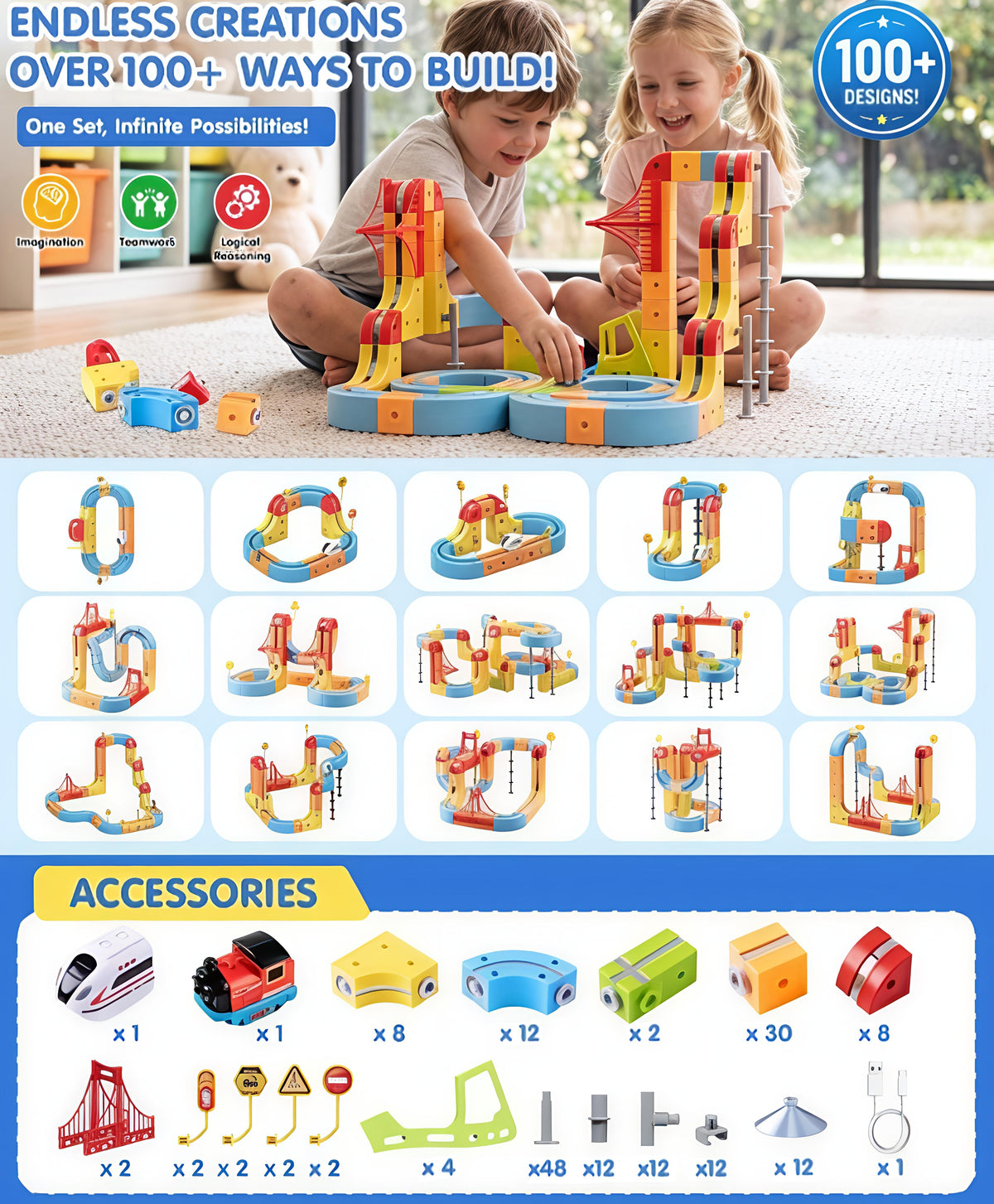 Magnetic Train Track Building Set