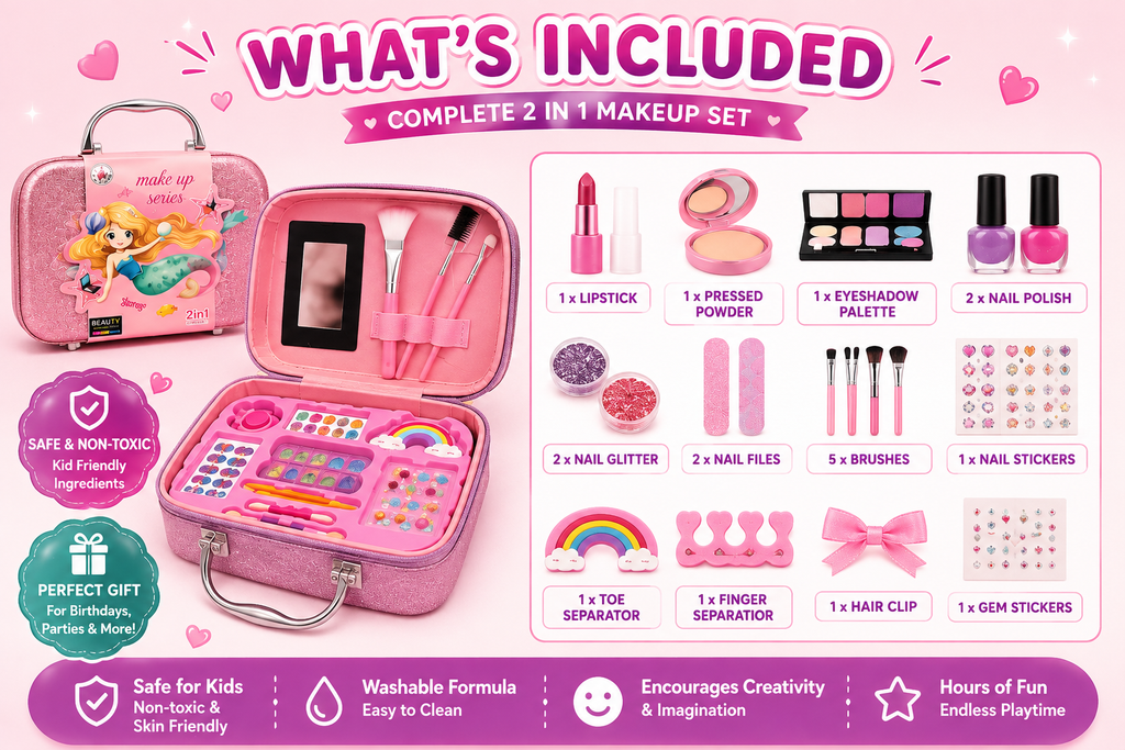 2 in 1 Mermaid Makeup Box Set for Kids