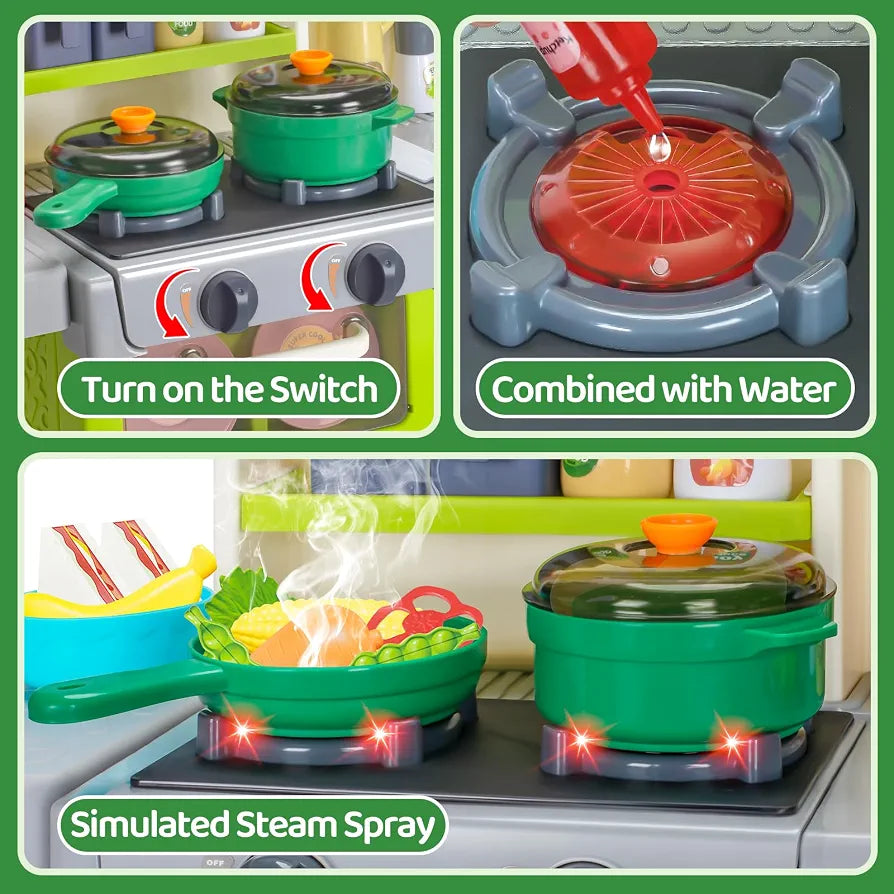 Kids Pretend Play Kitchen Set with Lights & Water