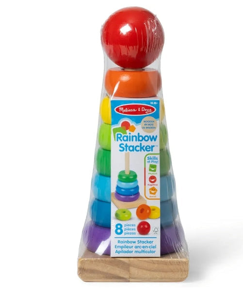 Wooden Rainbow Ring Stacker Toy