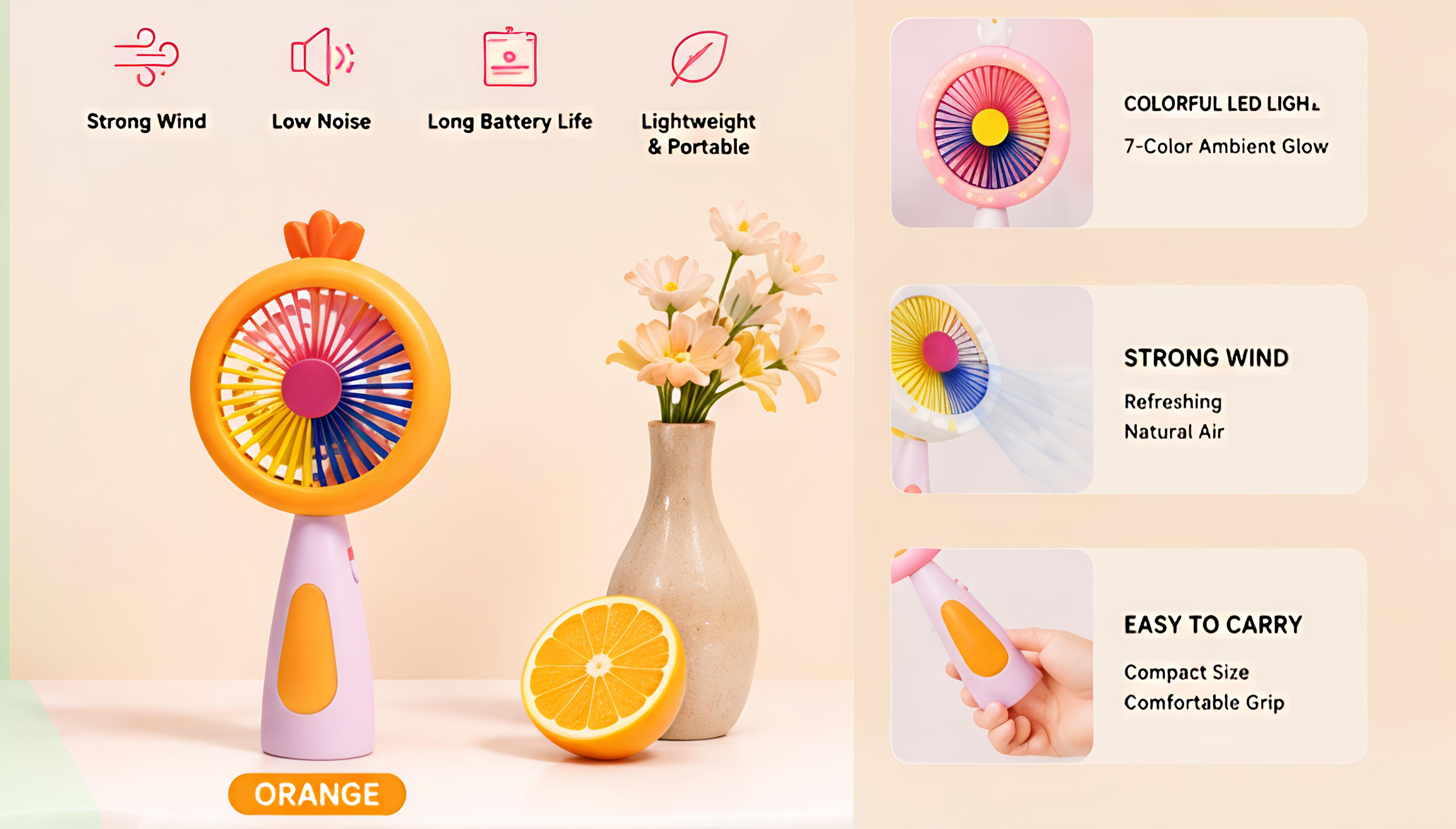Cute Fashion Mini Fan with LED Night Light