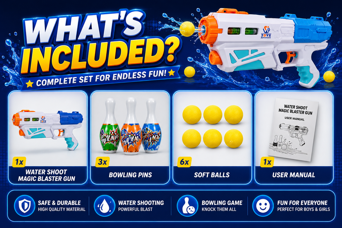 2 in 1 Water Shoot Blaster Gun with Bowling Game
