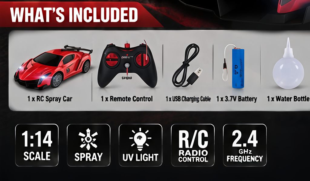 RC Spray Fast Car with UV Light – 1:14 Scale