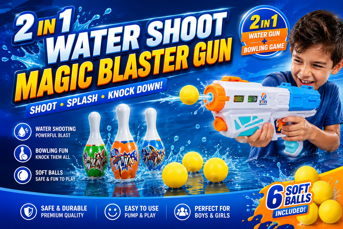 2 in 1 Water Shoot Blaster Gun with Bowling Game