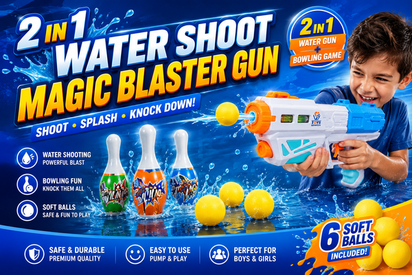2 in 1 Water Shoot Blaster Gun with Bowling Game